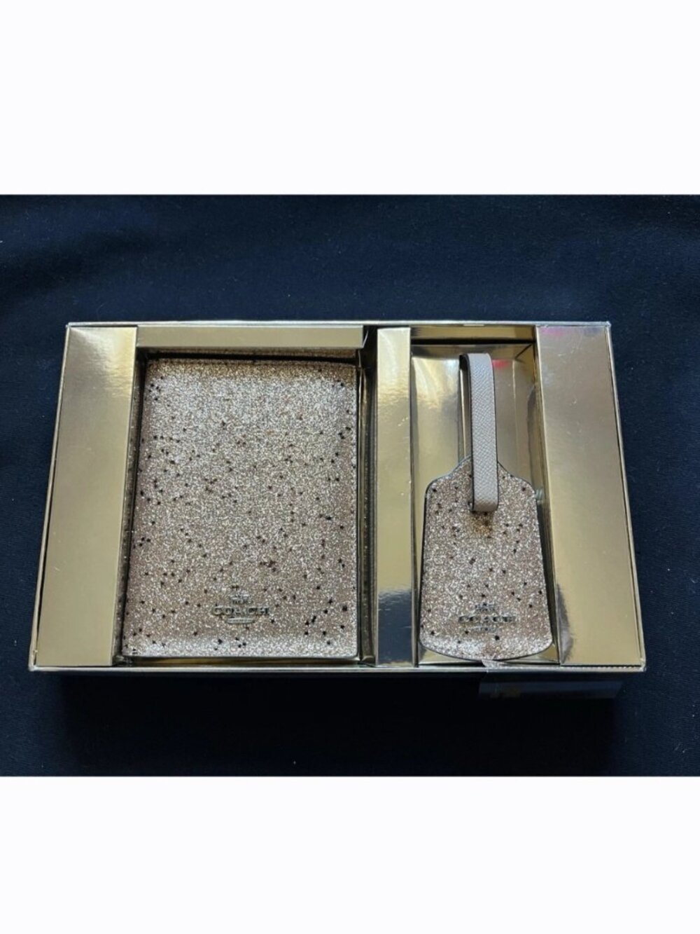 Coach Star Glitter Travel Set - Passport Holder & Luggage Tag NWT